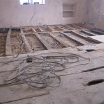 This original elm floor was discovered when a newer pine floor was lifted. Sadly we were unable to re-use any of the boards